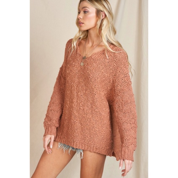 SOLD OUT Copper Pullover Textured Knit Long Sleeve Womens Casual Fall Winter - Picture 7 of 9